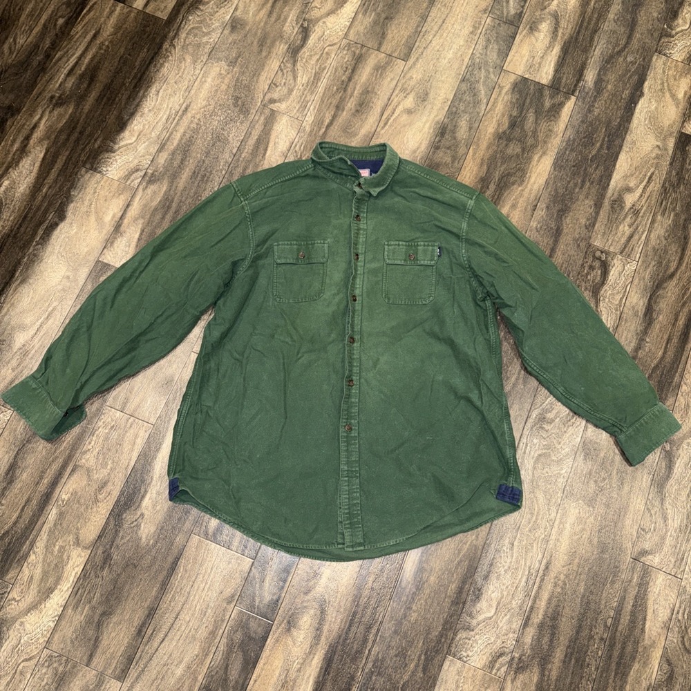 Vineyard Vines Men's Green Chamois Shirt Button-Up‎ Long Sleeve Size XL